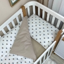 Set lenjerie de schimb pentru patut bebe 3 piese Inimioare bej-gri (5)